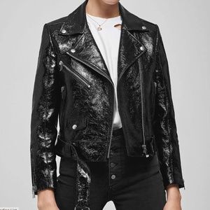 EUC HTF Anine Bing JETT Leather Jacket PATENT Size L/M - FREE SHIP!